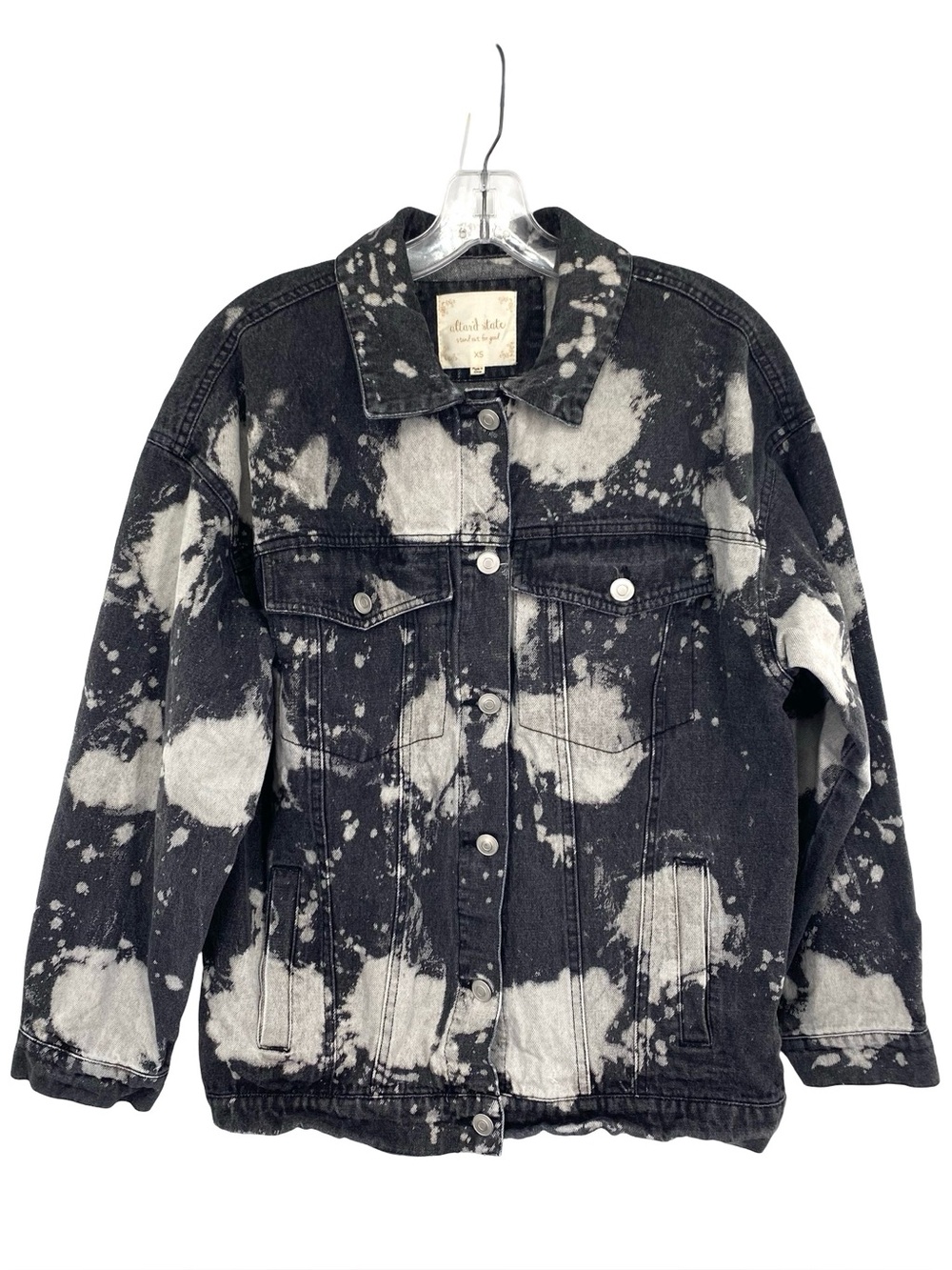 Altar'd State Acid Wash Black Denim Jean Jacket Size XS Oversized